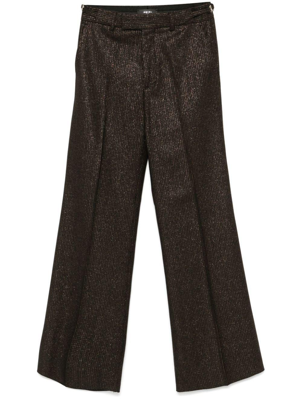 Lurex Flared Trousers In Brown Product Image