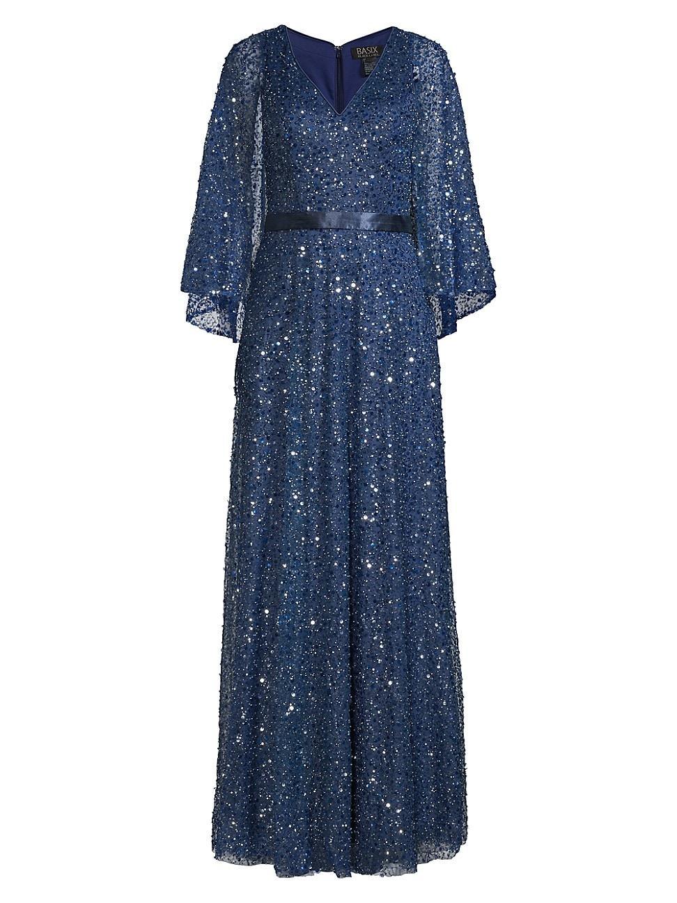 Womens Cape Sequin Beaded Gown Product Image