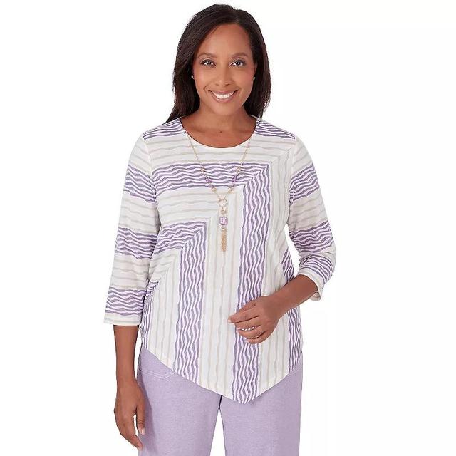 Womens Alfred Dunner Spliced Stripe Texture Top Product Image