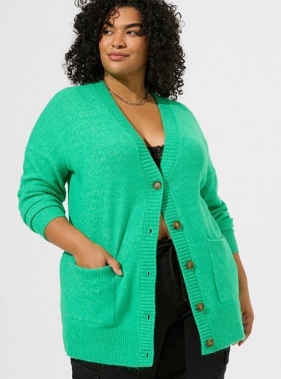 Vegan Cashmere Boyfriend Cardigan V-Neck Sweater Product Image