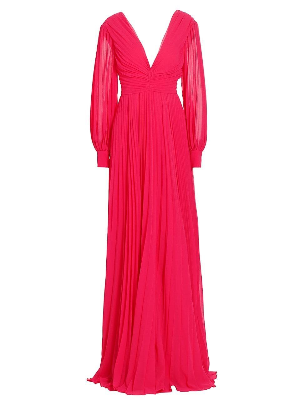 Womens Pleated Chiffon Gown Product Image