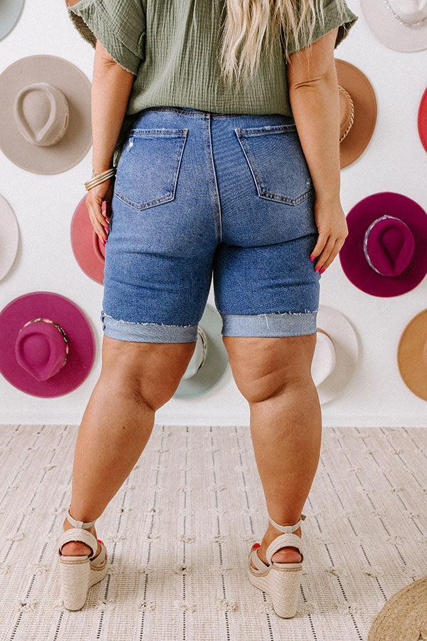 The Neely High Waist Distressed Shorts   Curves Product Image