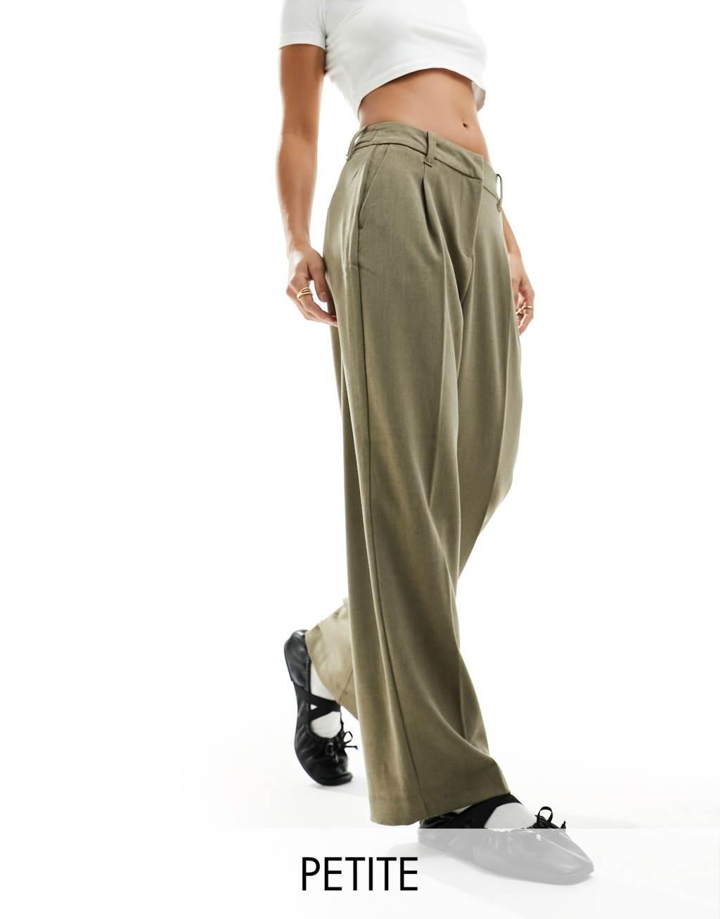  Vero Moda Petite straight leg tailored pants in beige  Product Image