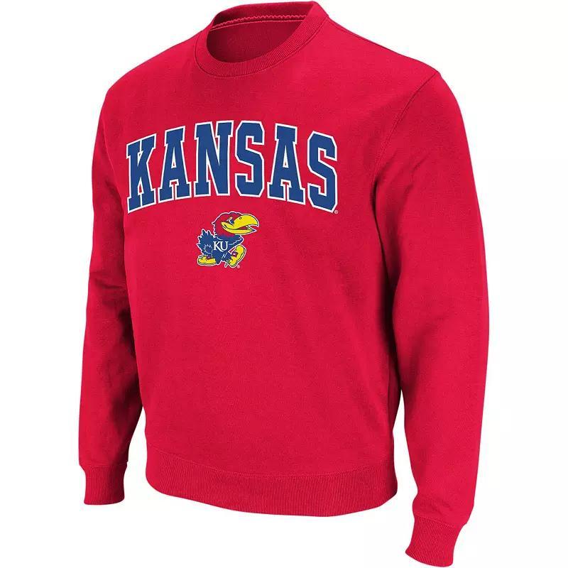 Mens Colosseum Kansas Jayhawks Arch & Logo Crew Neck Sweatshirt Product Image