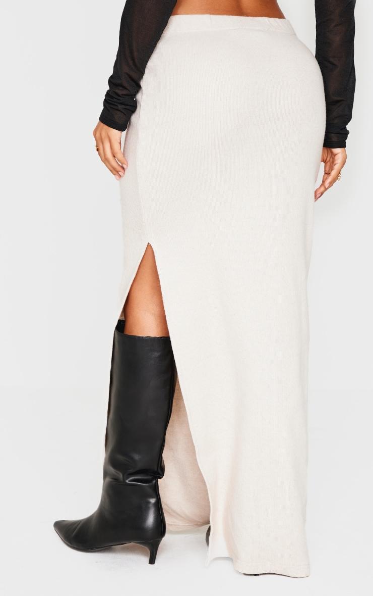 Petite Stone Ribbed Asymmetric Waist Maxi Skirt Product Image