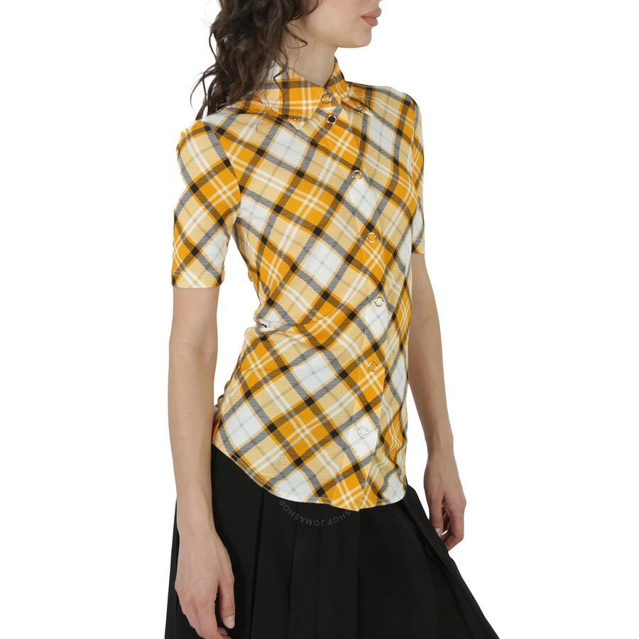 BURBERRY Patia Check Jersey Short-sleeve Shirt In Orange Product Image