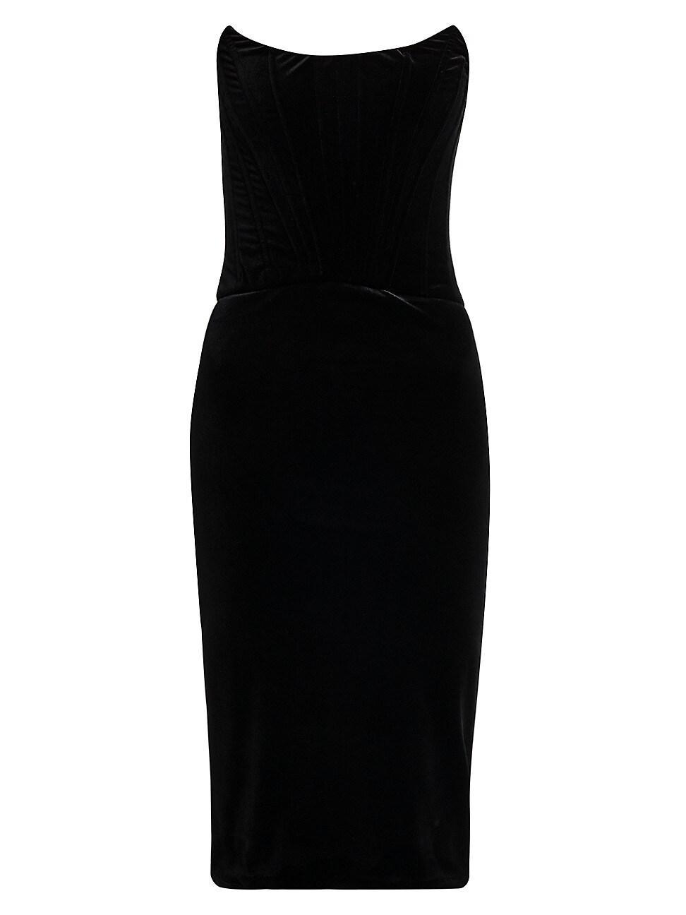 Womens Velvet Strapless Corset Midi-Dress Product Image