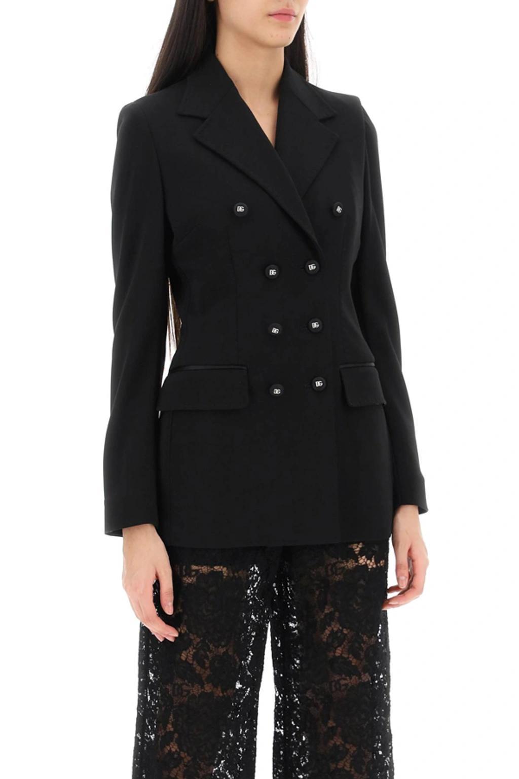 DOLCE & GABBANA Turlington Jacket In Milano Stitch In Black Product Image