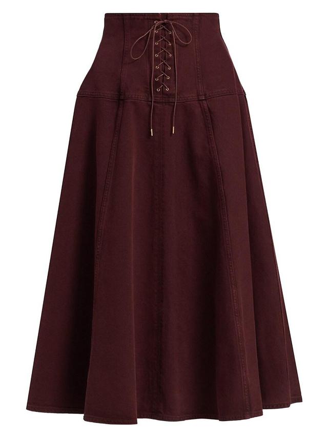 Womens Estelle Denim Lace-Up Midi-Skirt Product Image