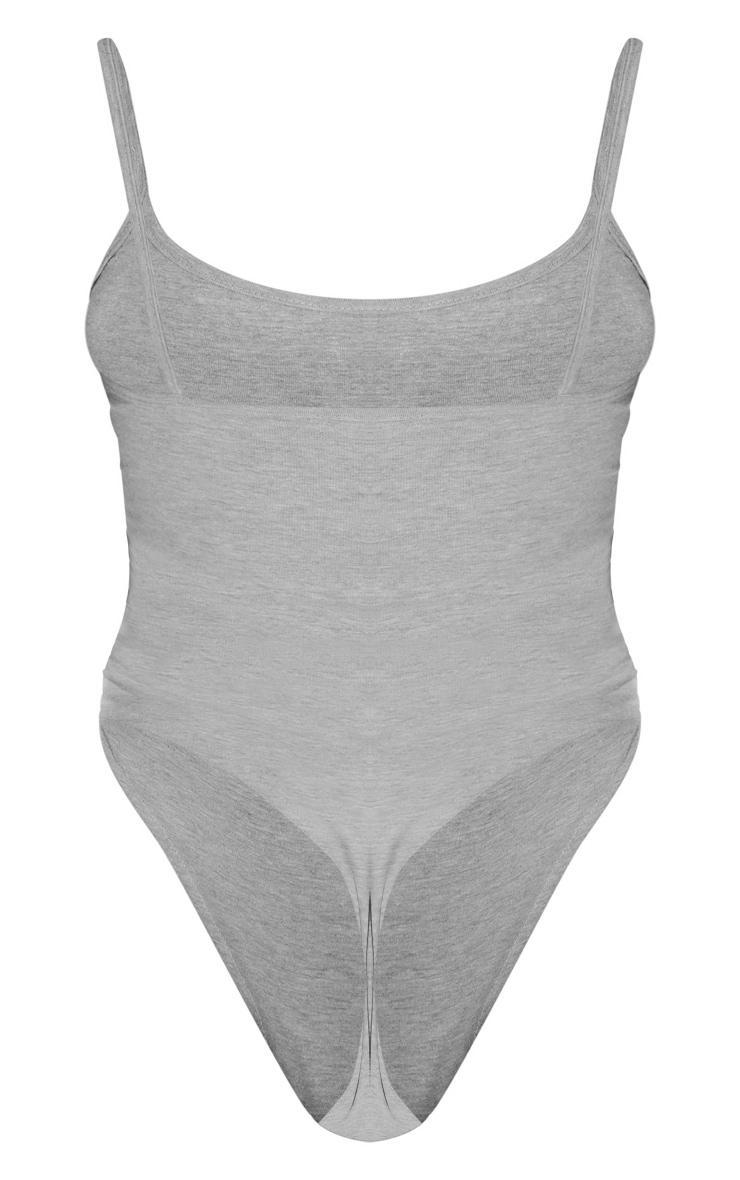 Basic Grey Marl Cotton Blend Scoop Neck Bodysuit Product Image