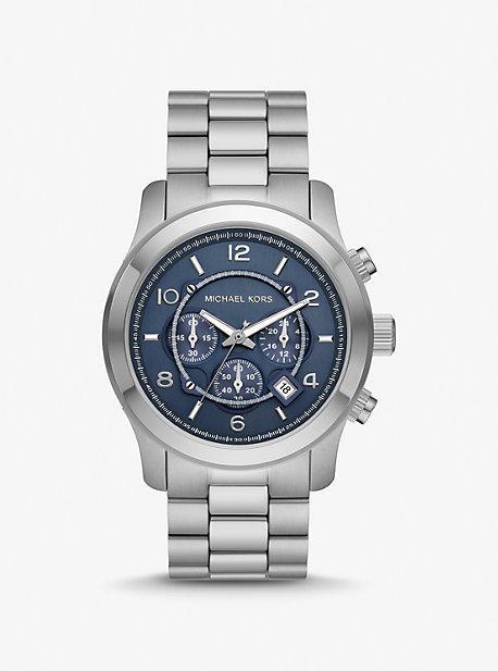 Michael Kors Mens Runway Chronograph Black Stainless Steel Bracelet Watch Product Image