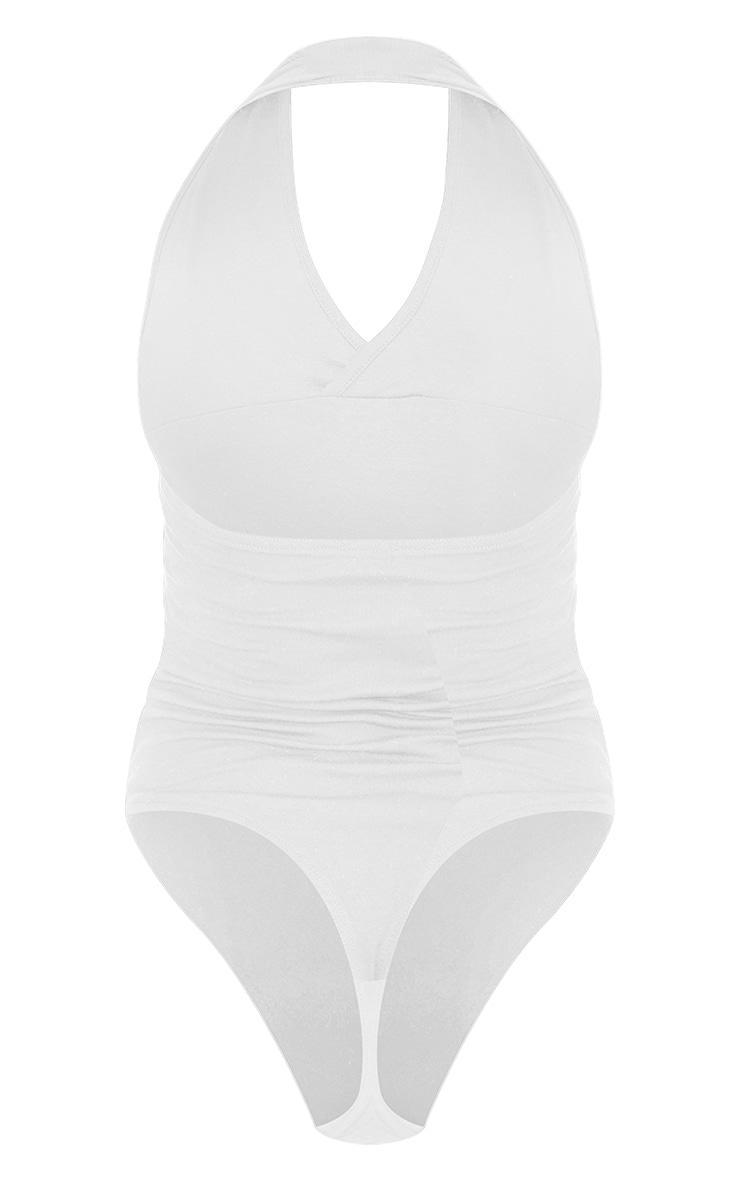 White Modal Cotton Halter Bodysuit Product Image