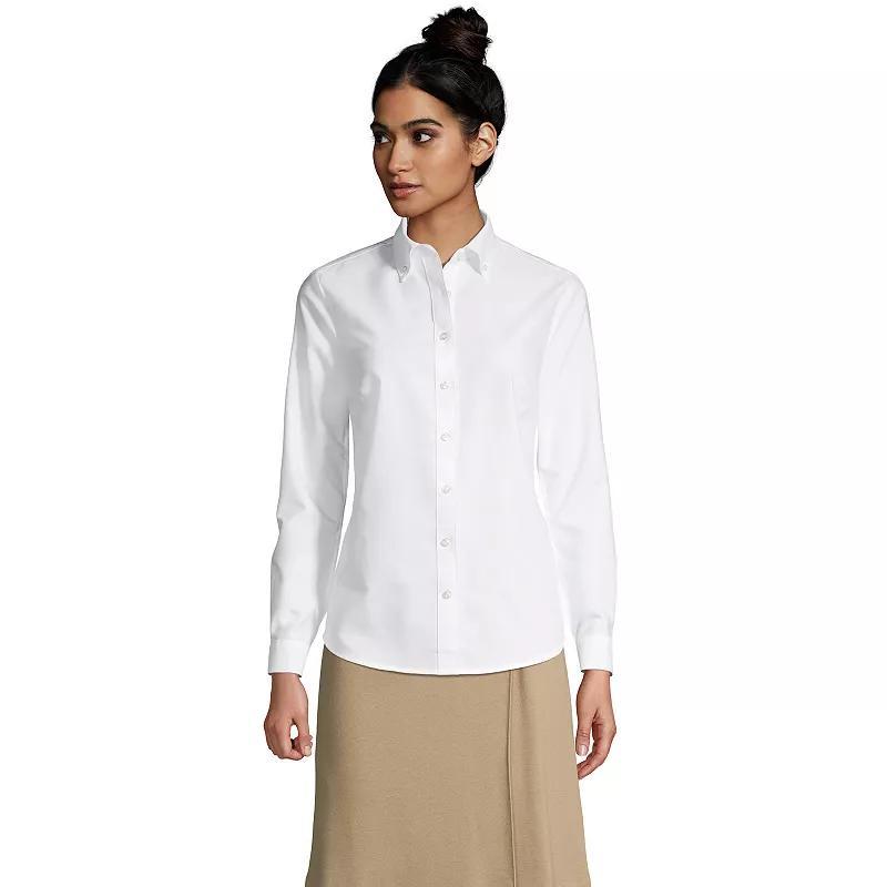 Womens Lands End Long Sleeve Oxford Dress Shirt Product Image