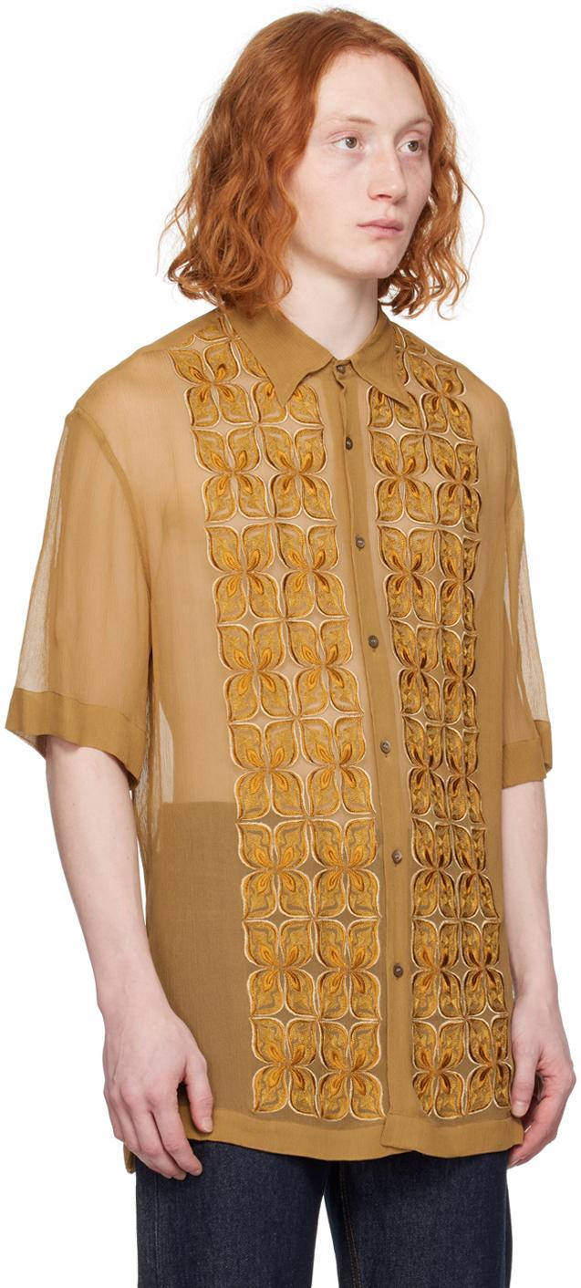 DRIES VAN NOTEN Tan Embroidered Shirt In 102 Camel Product Image