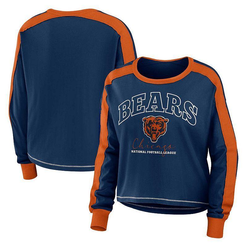 Womens WEAR by Erin Andrews Navy Chicago Bears Plus Size Colorblock Long Sleeve T-Shirt Product Image