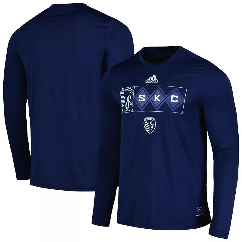 Mens adidas Sporting Kansas City 2024 Jersey Hook AEROREADY Long Sleeve T-Shirt Blue Product Image