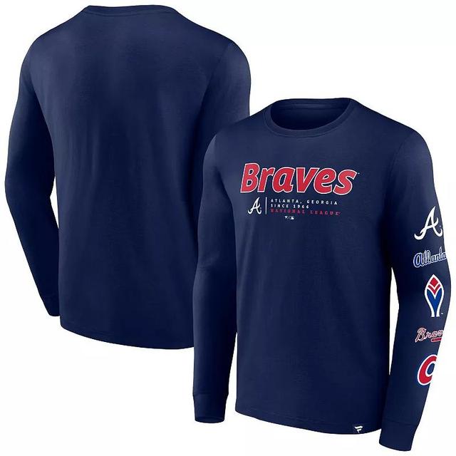 Mens Fanatics Branded Atlanta Braves Strike the Goal Long Sleeve T-Shirt Blue Product Image