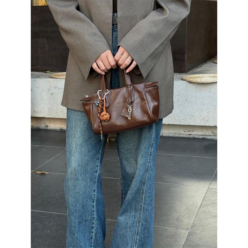 Top Handle Faux Leather Crossbody Bag Product Image