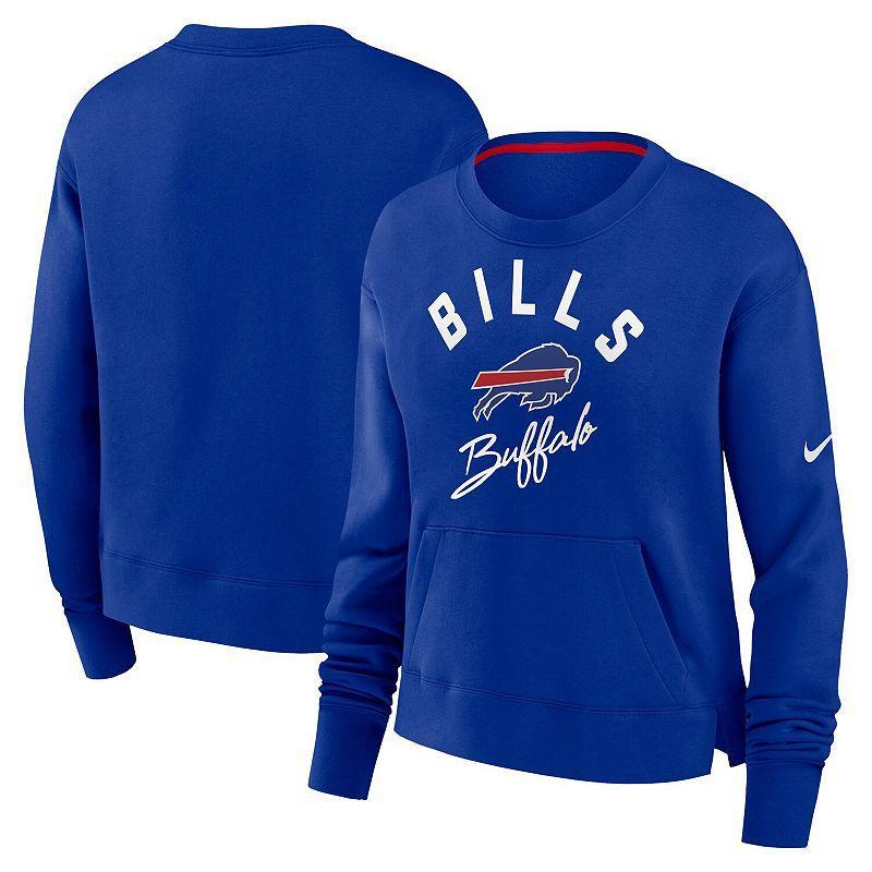 Womens Nike Royal Buffalo Bills High Hip Fleece Pullover Sweatshirt Product Image