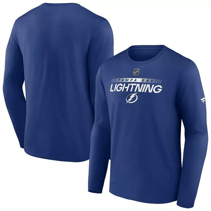 Mens Fanatics Branded Blue Tampa Bay Lightning Authentic Pro Core Collection Prime Wordmark Long Sleeve T-Shirt Product Image