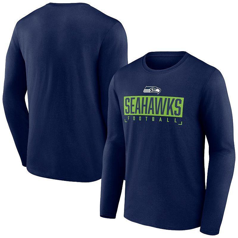 Mens Fanatics Branded Navy Seattle Seahawks Big & Tall Wordmark Long Sleeve T-Shirt Product Image