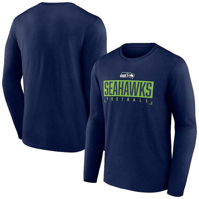 Mens Fanatics Branded Seattle Seahawks Big & Tall Wordmark Long Sleeve T-Shirt Blue Product Image