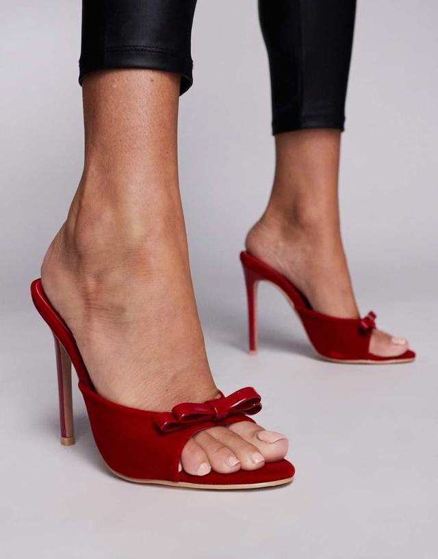 Simmi London Halina Bow heeled mule in red Product Image