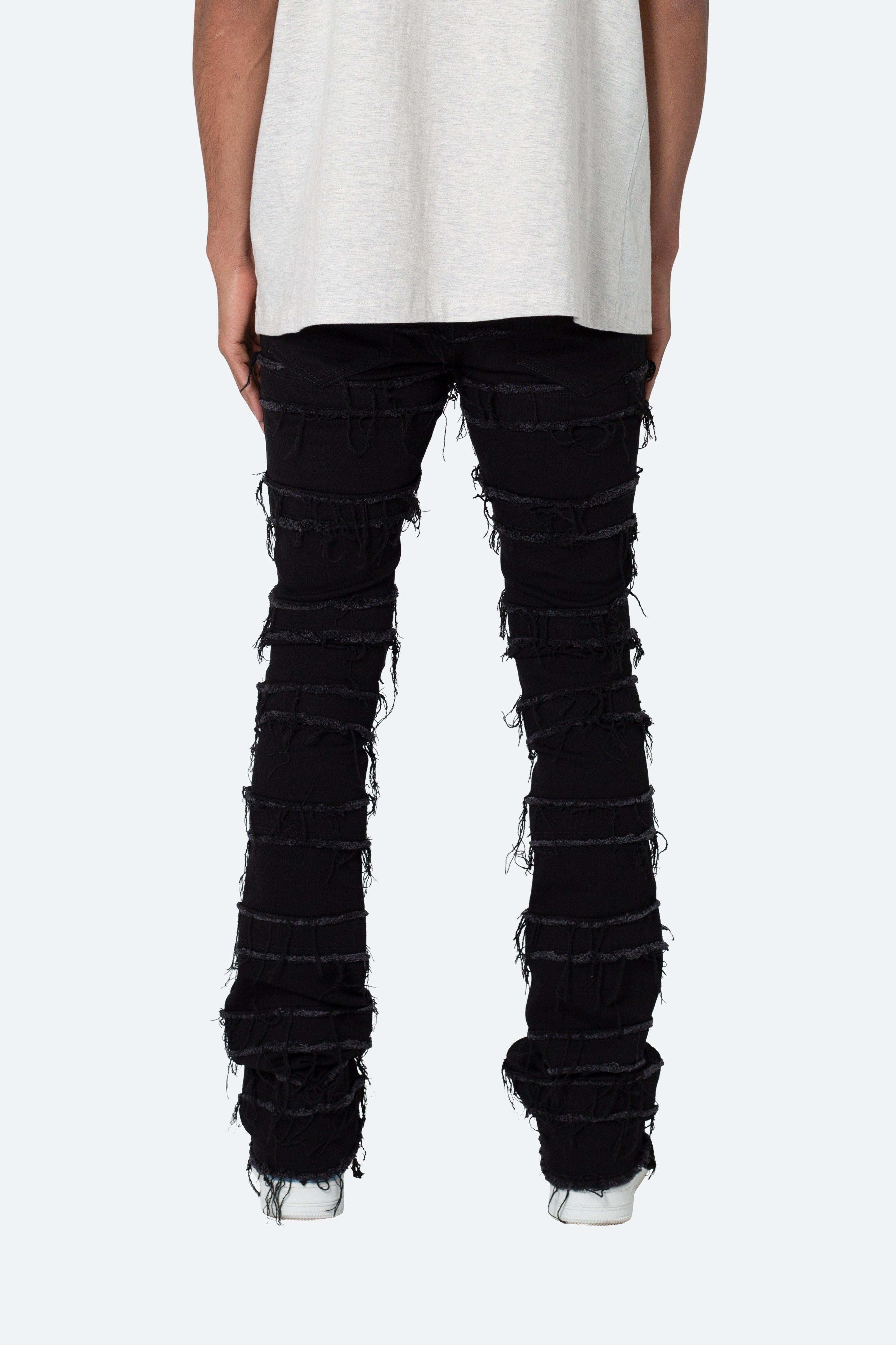 X597 Paneled Skinny Stacked Denim - Black Product Image