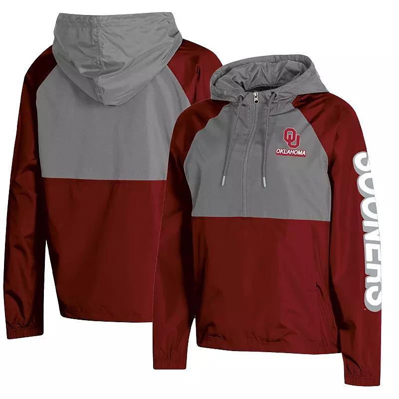 Womens Champion Crimson Oklahoma Sooners Colorblocked Packable Raglan Half-Zip Hoodie Jacket Product Image