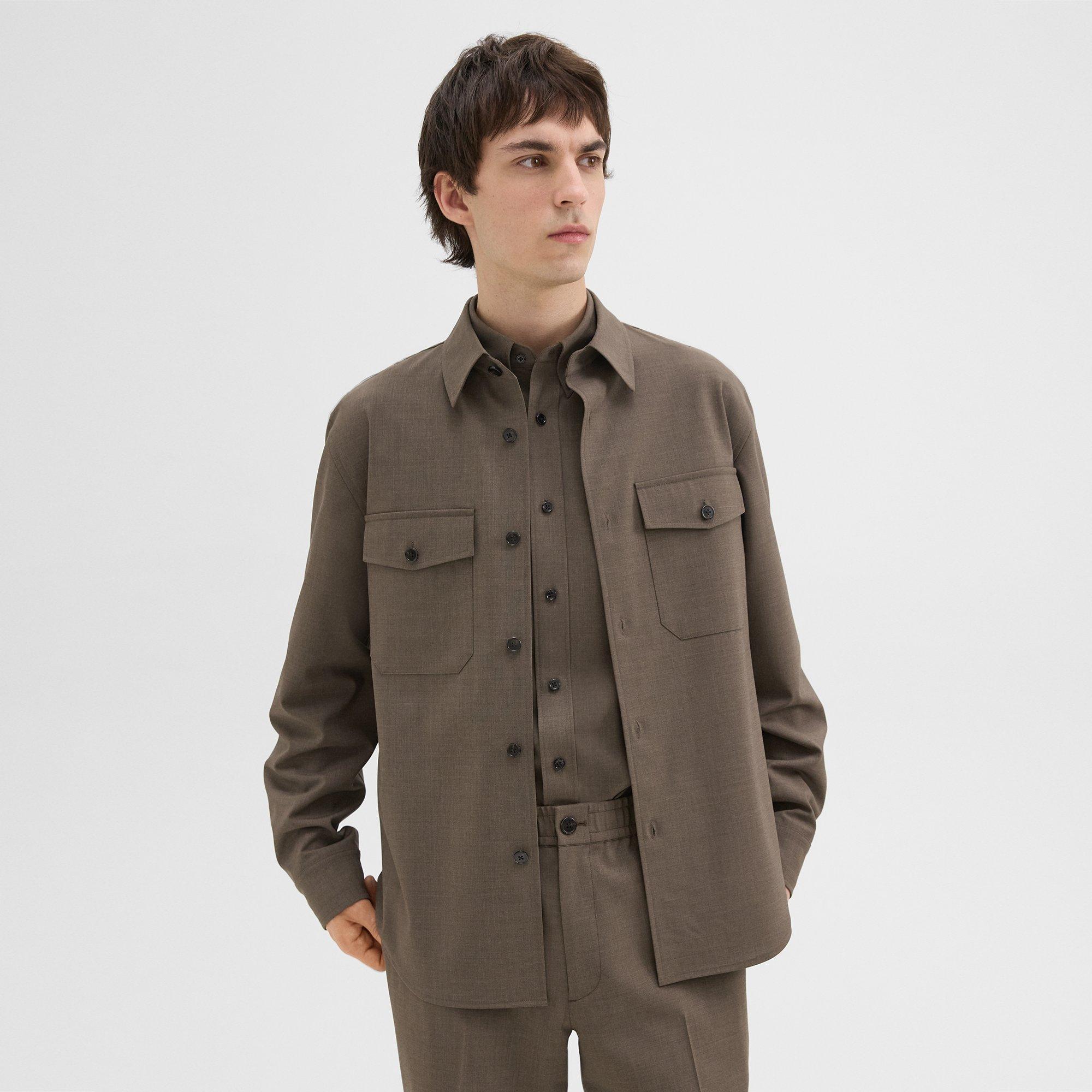 Stretch Wool Garvin Shirt Jacket | Theory Product Image