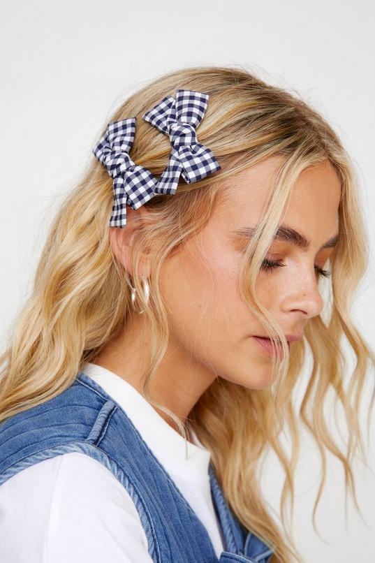 Gingham 2 Pack Bow Hair Clips Product Image