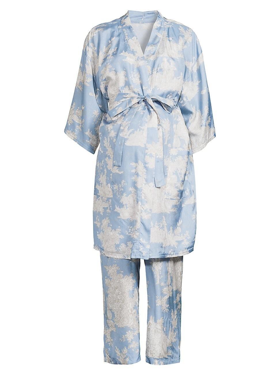 Womens Toile Print Robe & Pants Set Product Image