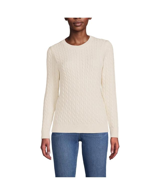 Lands End Womens Drifter Cable Crew Neck Sweater - Navy Product Image