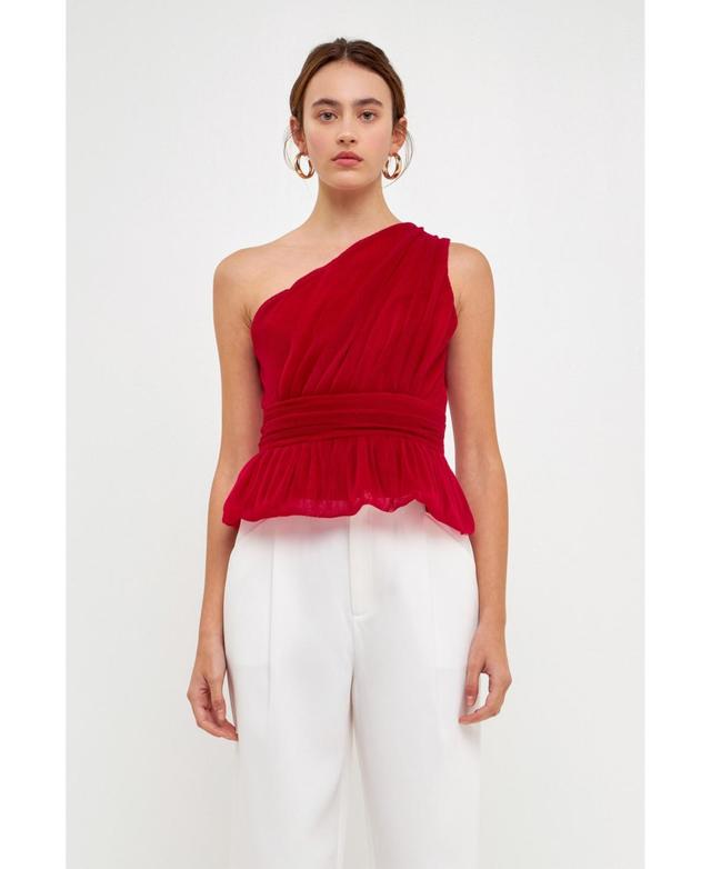 Endless Rose One-Shoulder Textured Tulle Top Product Image