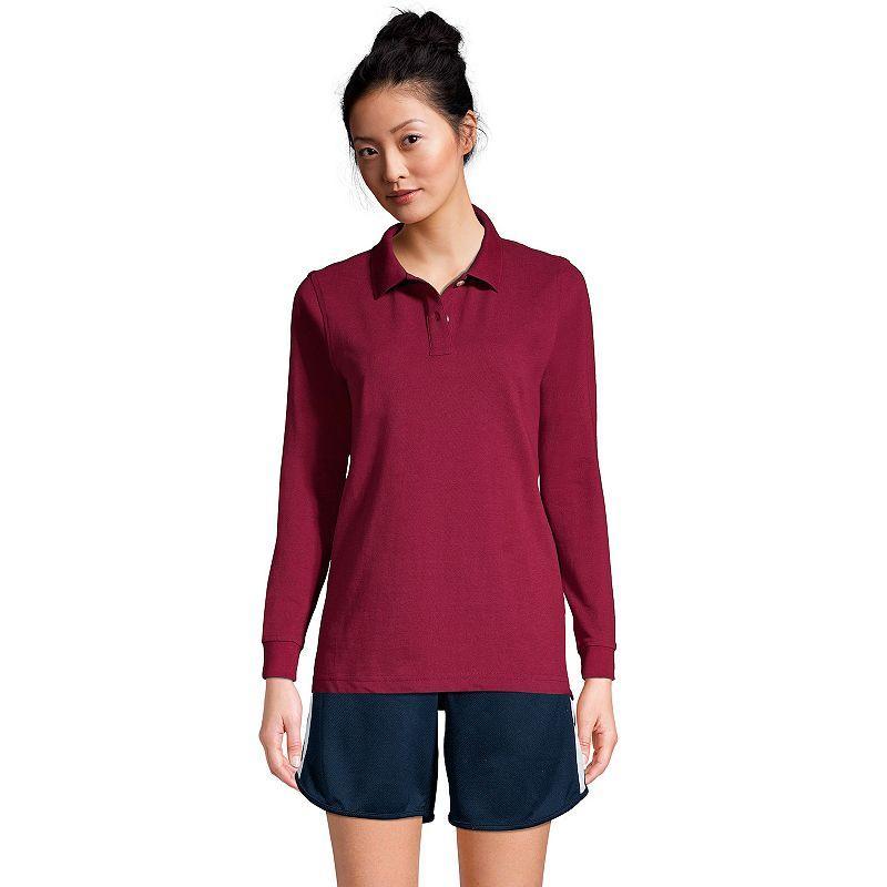 Lands End School Uniform Womens Long Sleeve Mesh Polo Shirt Product Image