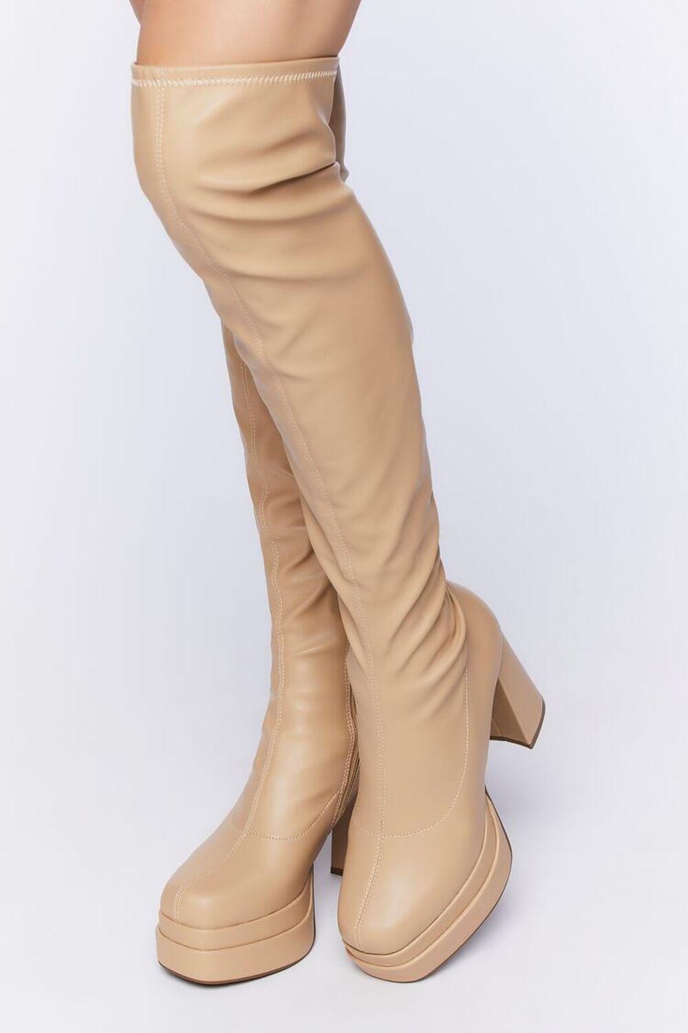 Faux Leather Over-The-Knee Platform Boots | Forever 21 product image