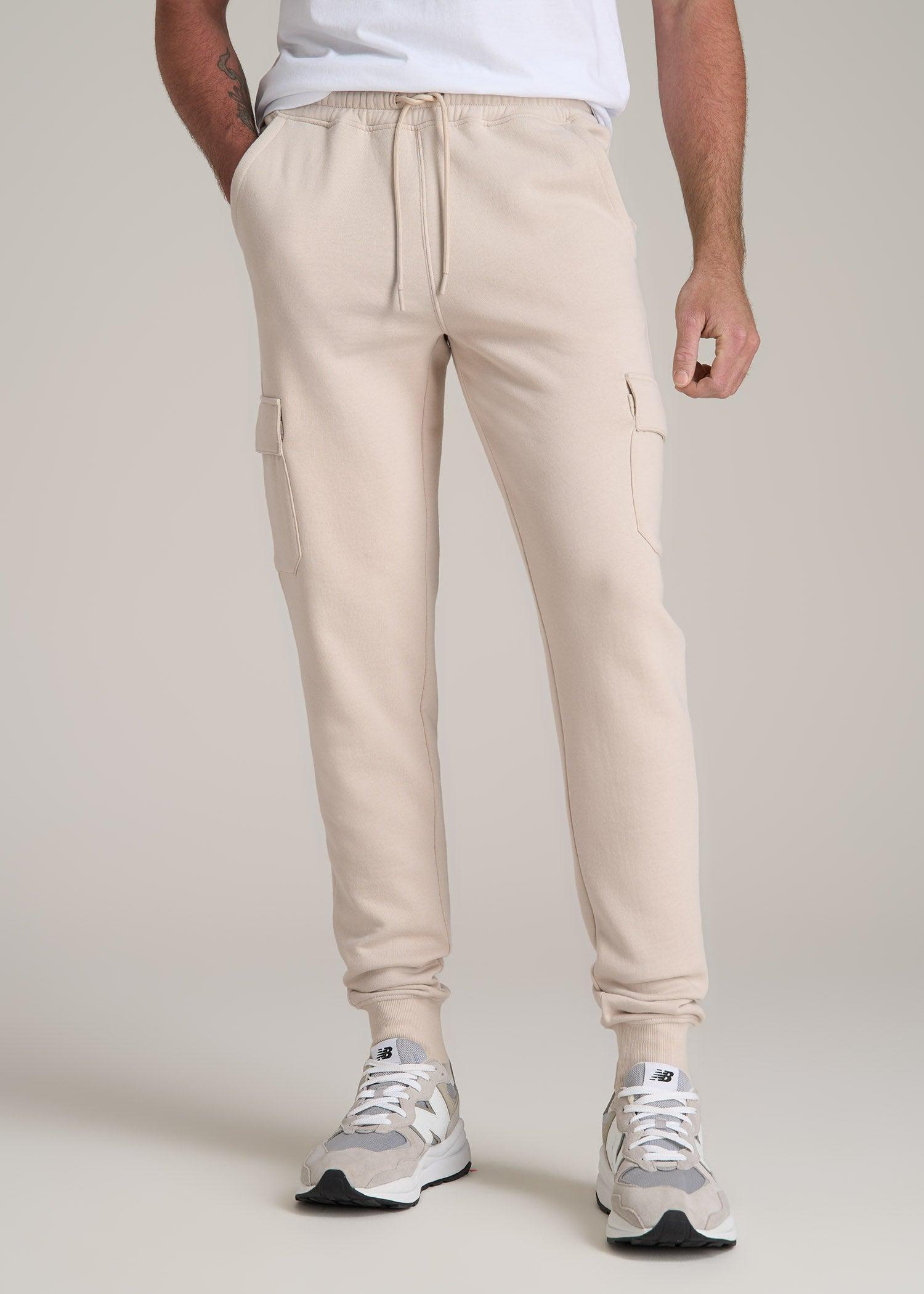 Fleece Cargo Jogger For Tall Men in Light Stone Male Product Image