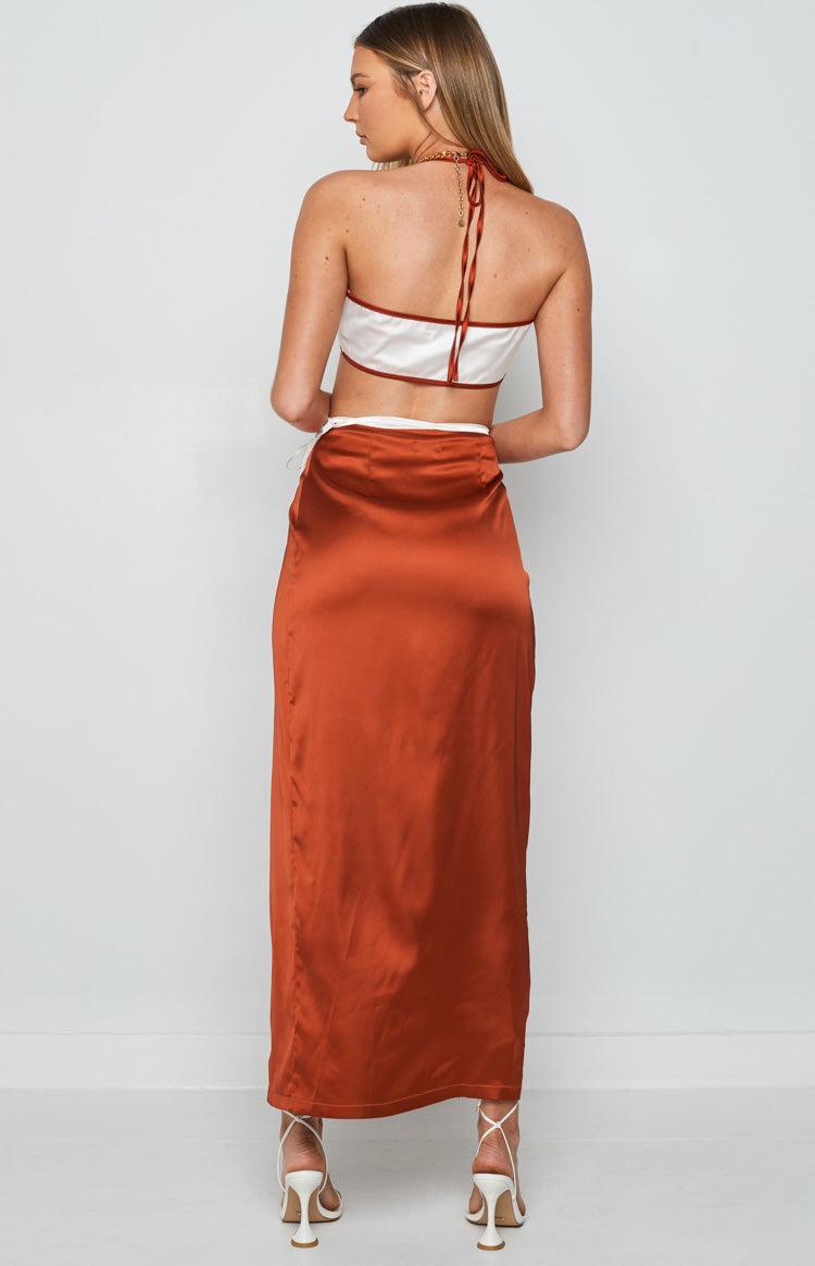 Lou Wrap Maxi Skirt Brown Product Image