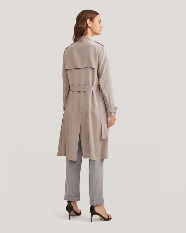 Classic Double-Breasted Silk Trench Coat Product Image