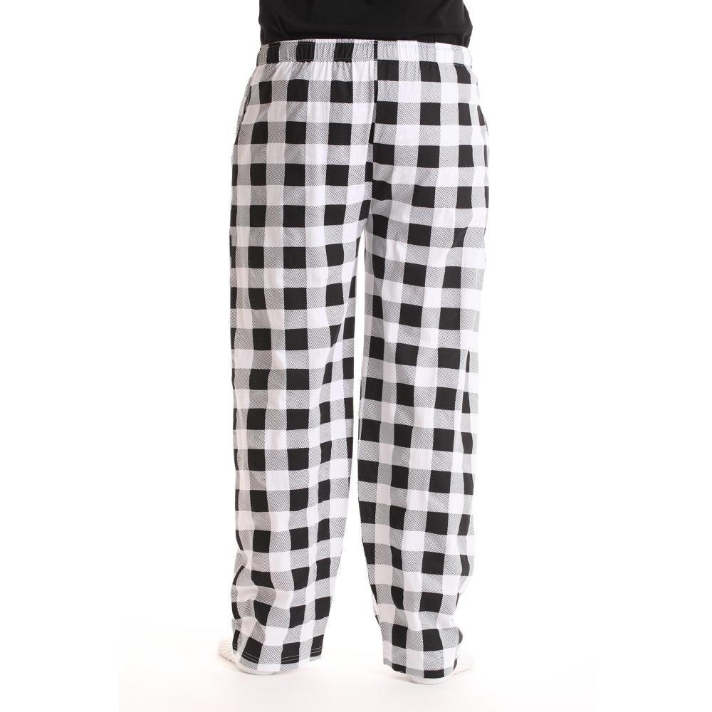 At The Buzzer Mens Buffalo Plaid Pajama Pant with Pockets - Jersey Knit Sleep Pant 14505-1B-WHT-2XL Product Image