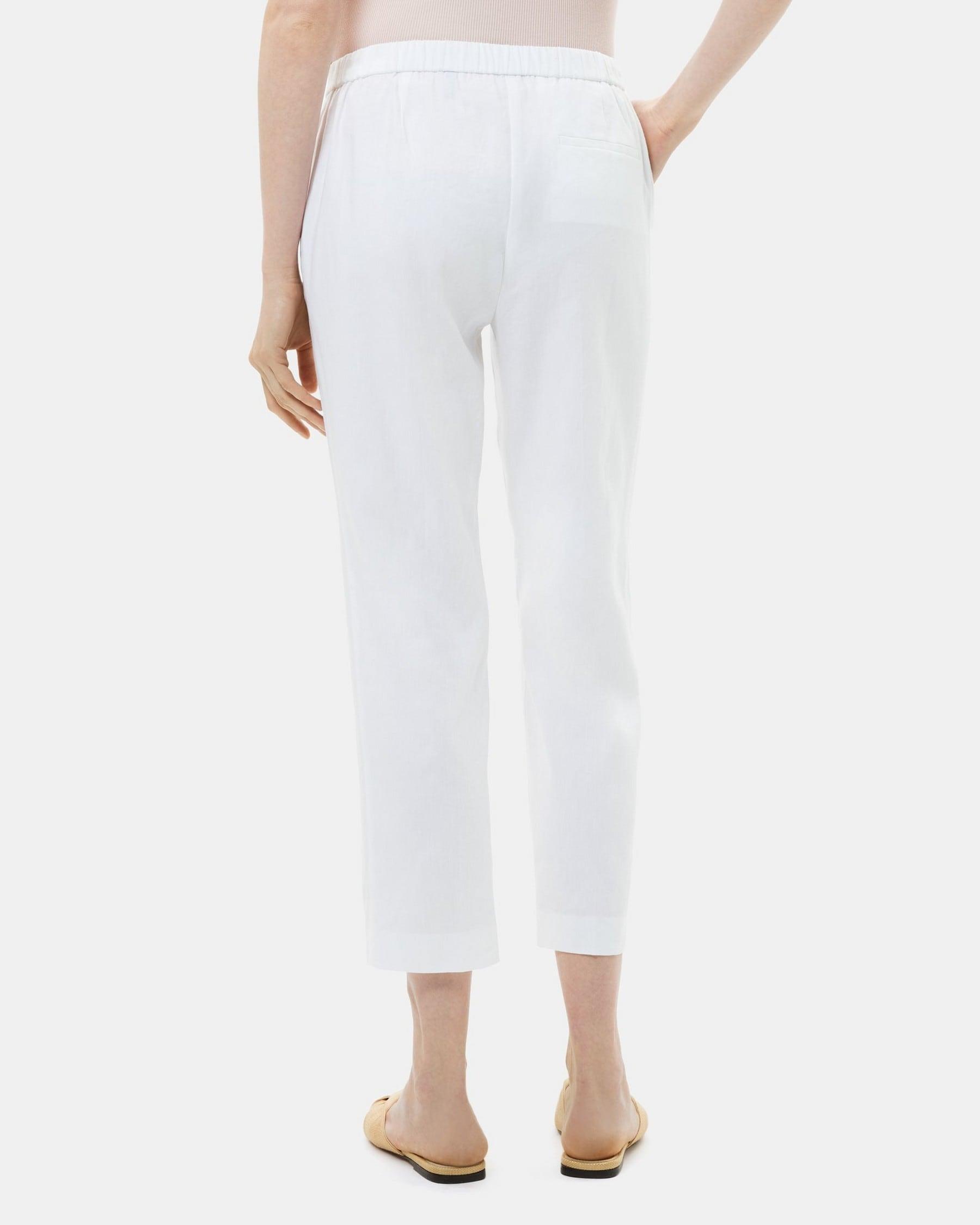 Slim Cropped Pull-On Pant in Linen Product Image