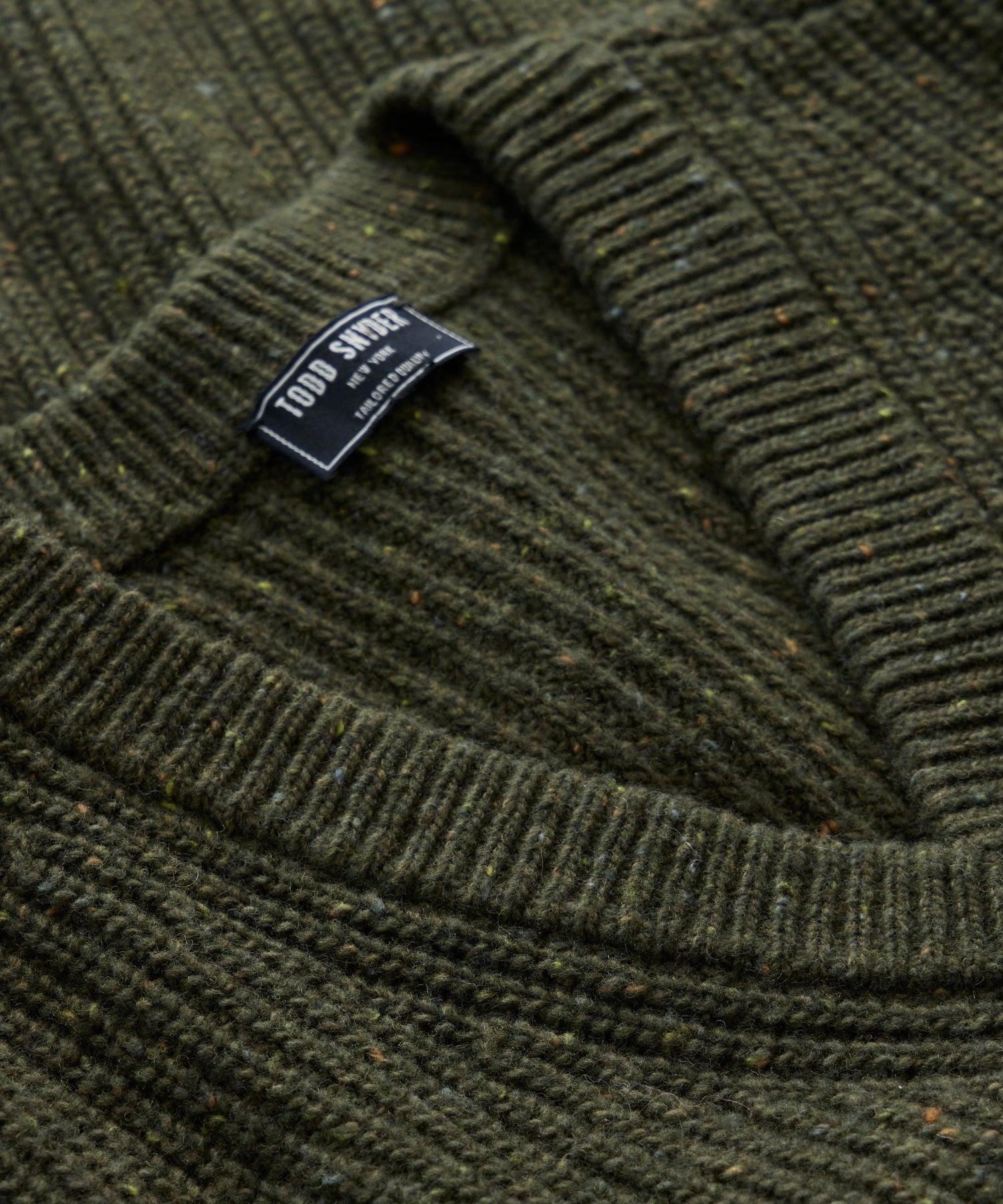 Ribbed Donegal V-Neck Sweater in Oak Moss Product Image