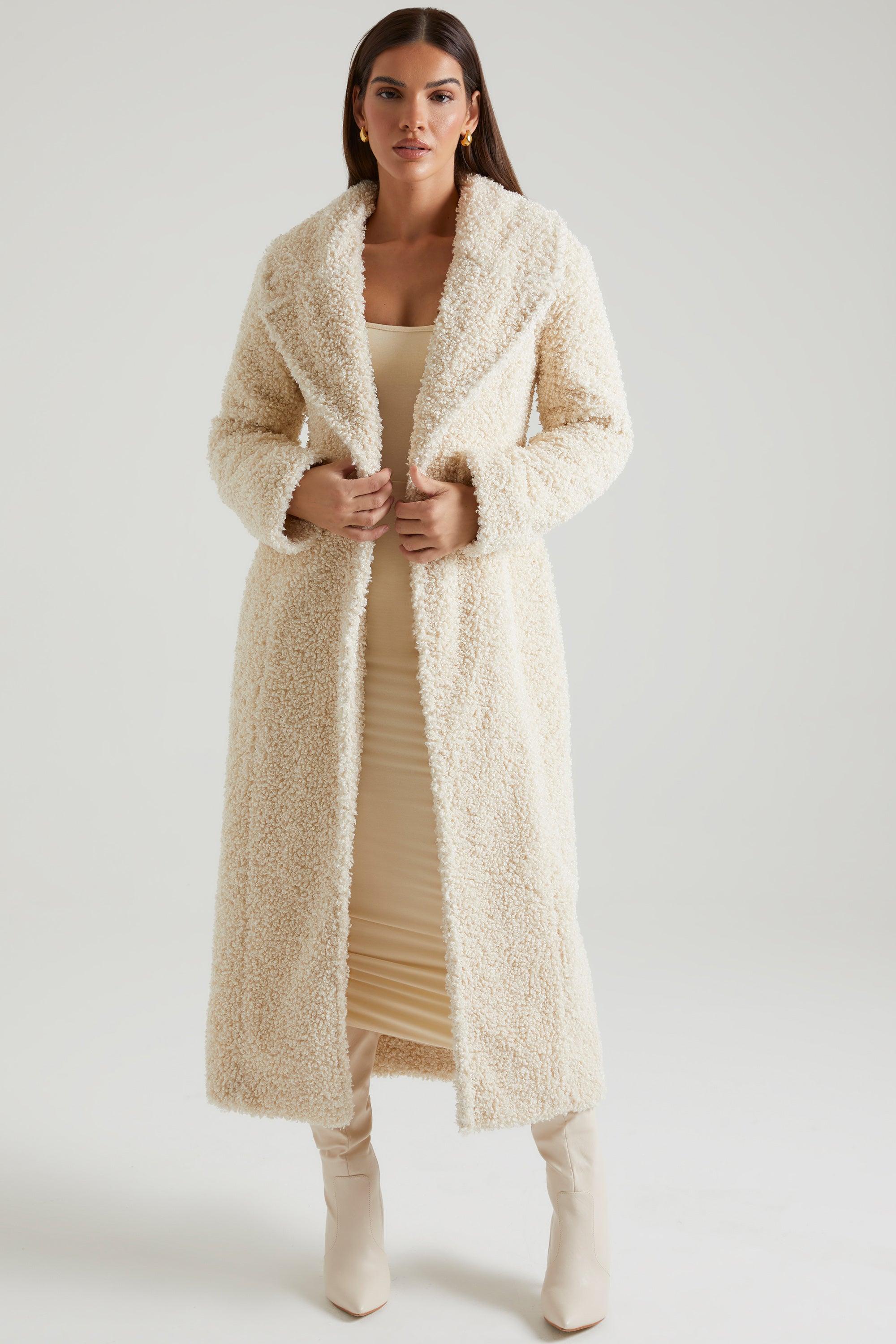 Long Shearling Coat in Cream Product Image