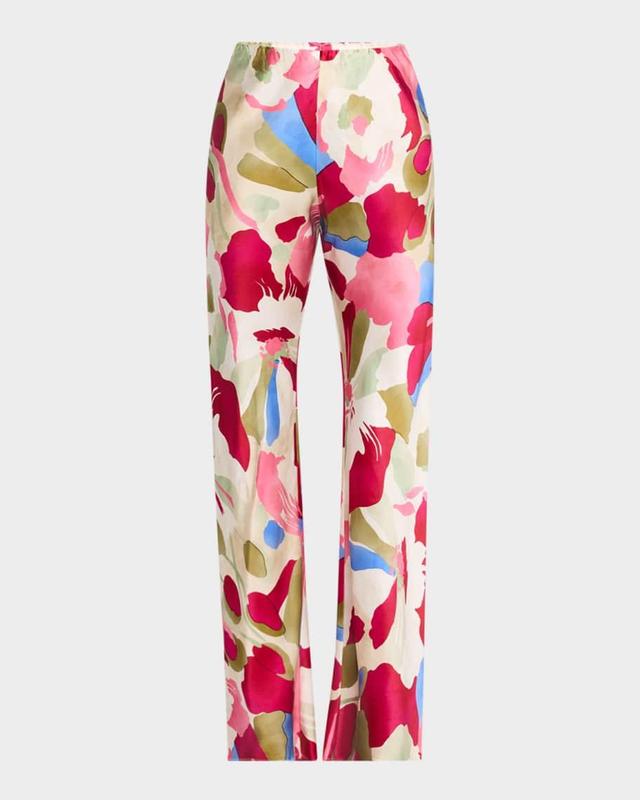 Stacie Floral Silk Pants Product Image