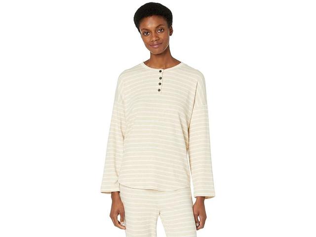 Madewell MWL Breeze Henley Shirttail Tee In Stripe (Heather Clay) Women's Clothing Product Image