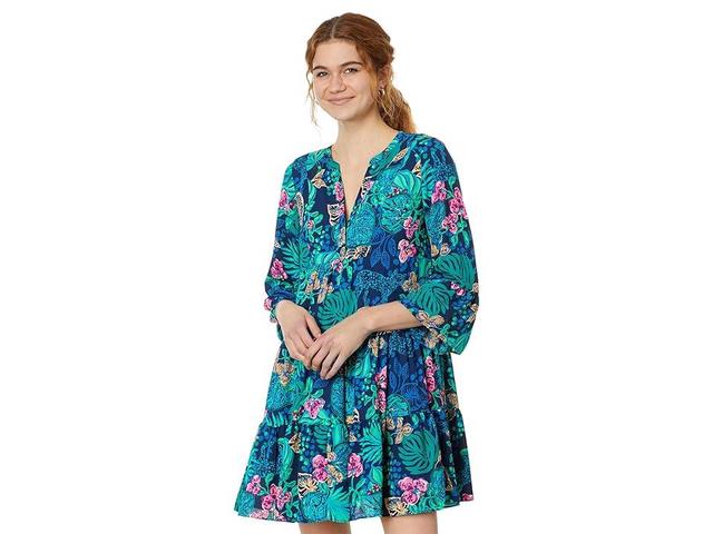 Lilly Pulitzer Gabriel 3/4 Sleeve Tunic (Low Tide Navy Life Of The Party) Women's Dress Product Image