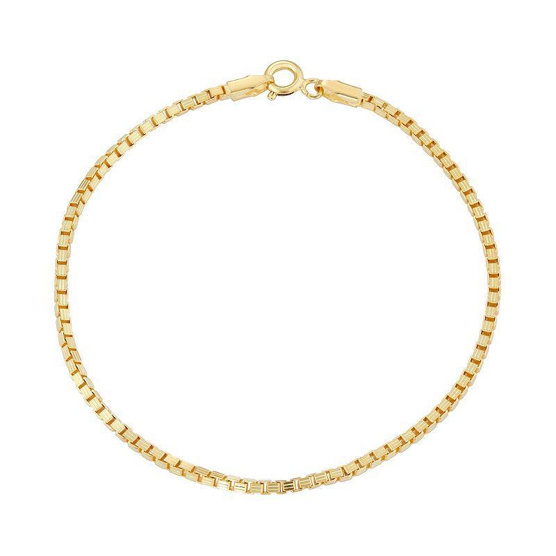 Jordan Blue 14k Gold Over Silver Box Chain Bracelet, Womens Product Image