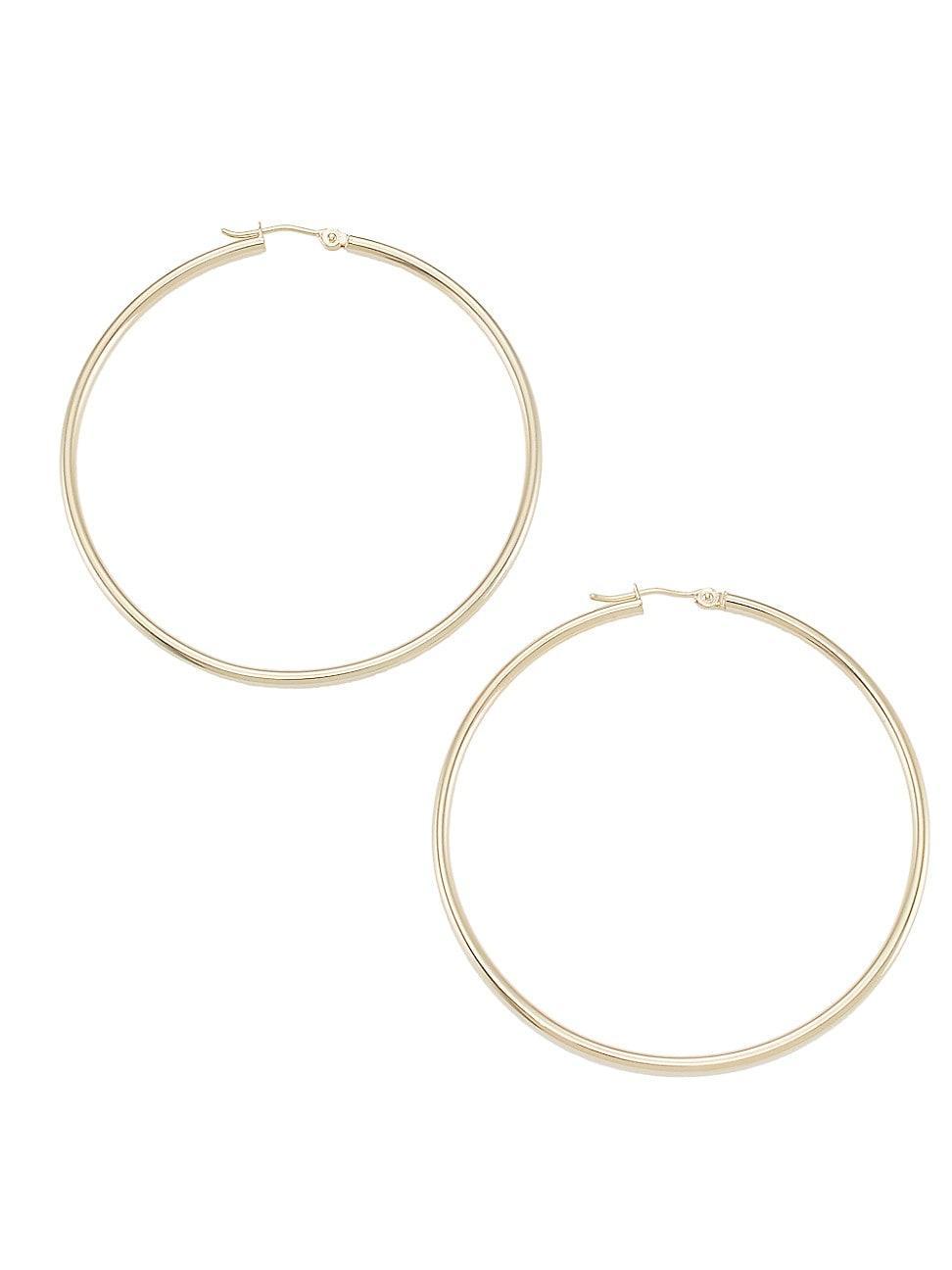 Womens 14K Yellow Gold Hoop Earrings/2MM x 55MM Product Image