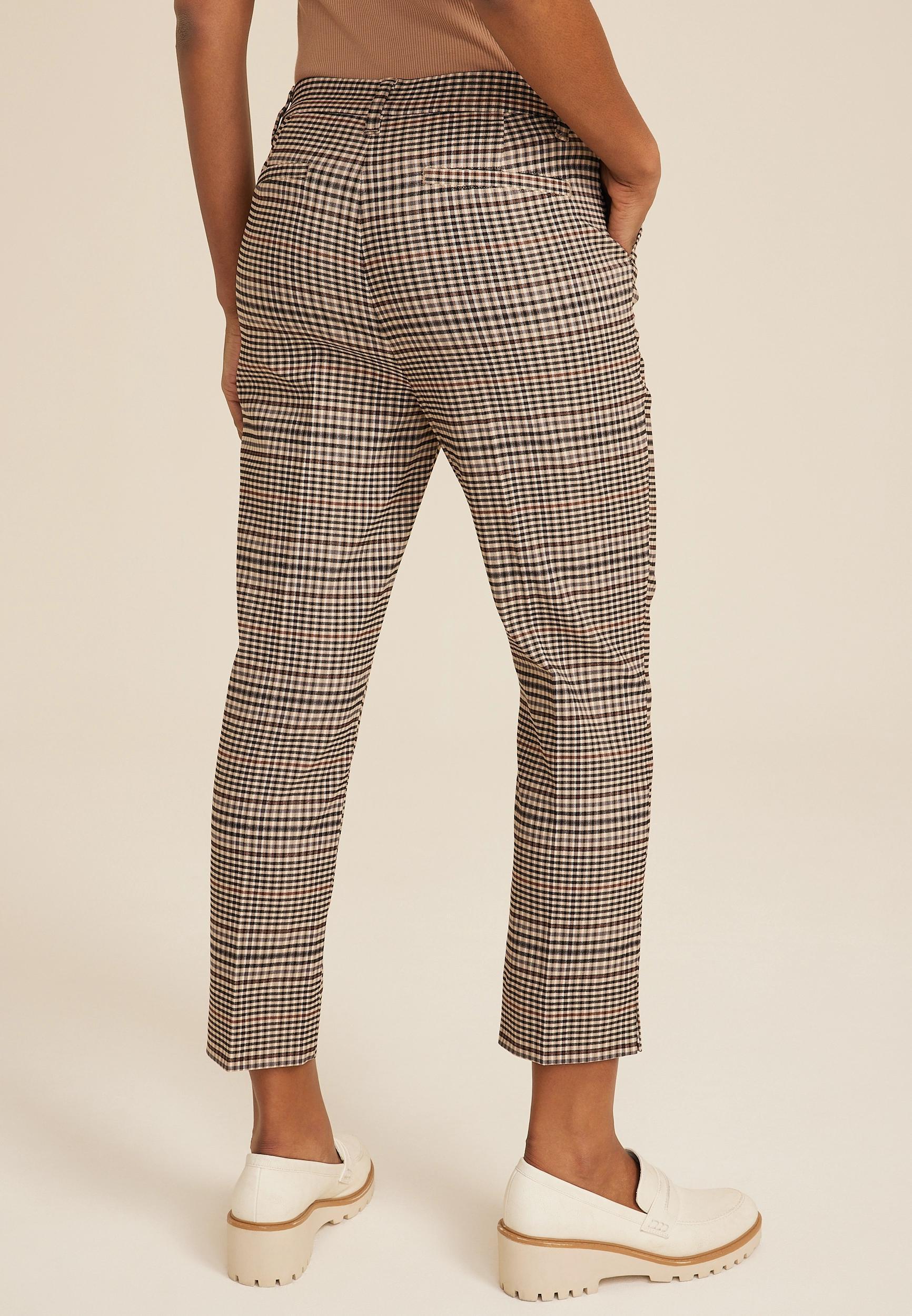 Bengaline Plaid Straight Cropped Dress Pant Product Image