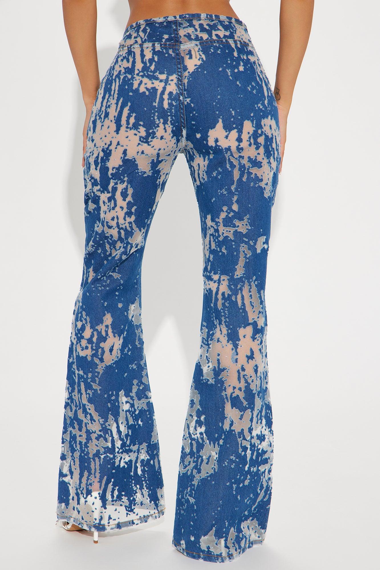 Playing Your Games Burnout Flare Jeans - Medium Wash Product Image